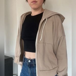 NWOT Everlane The Track Organic Cotton Hoodie, Brown Sugar, Medium